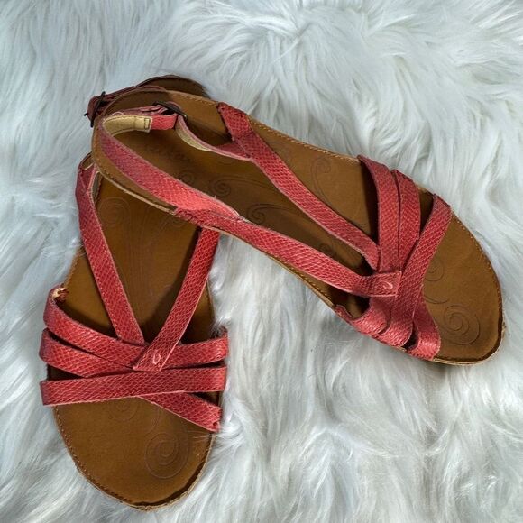 OluKai LeaLea Burnt Red Leather Slingback Sandals Sz 9 - Picture 1 of 4